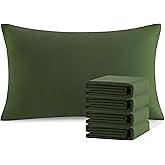 NTBAY Queen Pillowcase Set - 4 Pack Brushed Microfiber 20x30 Pillowcases - Soft, Wrinkle-Free, Fade-Resistant, Stain-Resistant, Olive Green Pillowcases with Envelope Closure - 20x30 Inches