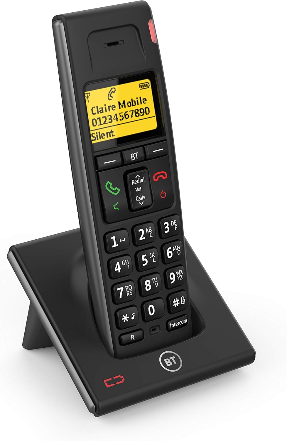 BT Single Dect Cordless Extension Handset and Charger Black BigaMart