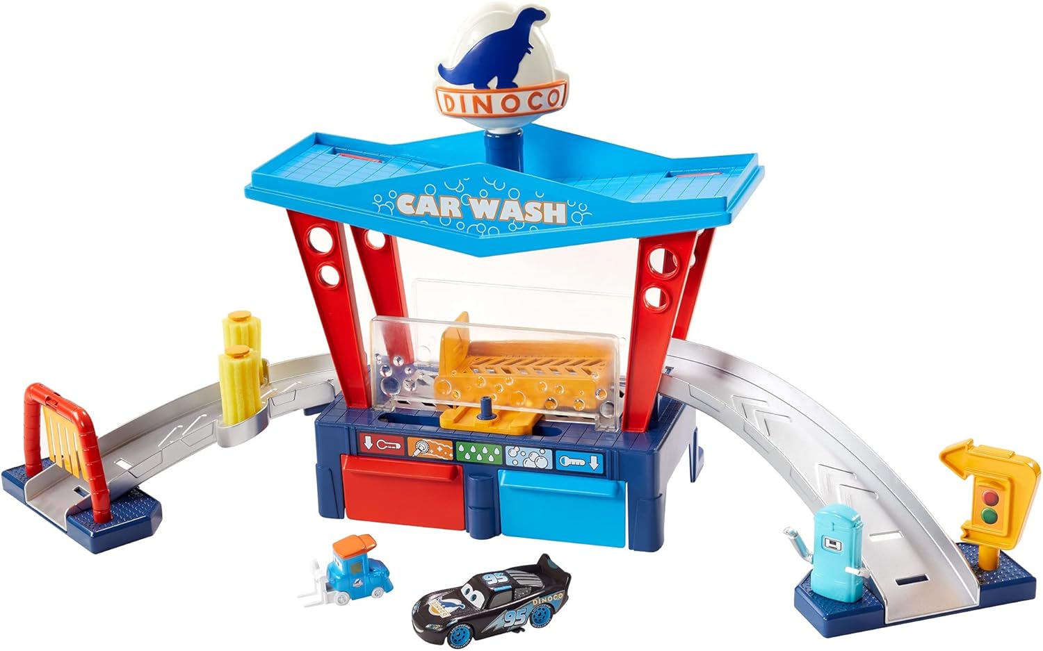 Disney Cars Toys and Pixar Cars Color Change Dinoco Car Wash Playset with Pitty and Exclusive Lightning McQueen Vehicle, Interactive Water Play Toy for Kids Age 4 Years and Older: Toys & Games