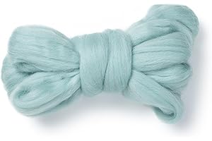 Kondoos Natural Wool roving, 2 OZ. Best Wool for Needle Felting and Wet Felting, handcrafts and DIY Spinning Projects, Wool Felting Supplies. Dyed Colors. (Light Blue, 2 oz)