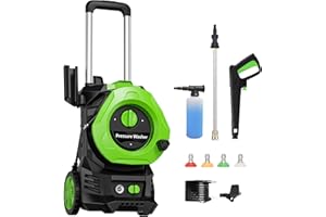 FENGRONG Electric Power Washer 4000PSI Max 2.7 GPM Electric Pressure Washer with 4 Quick Connect Nozzle, 25FT Hose, soap Tank car Wash Machine/Car/Patio Clean Green