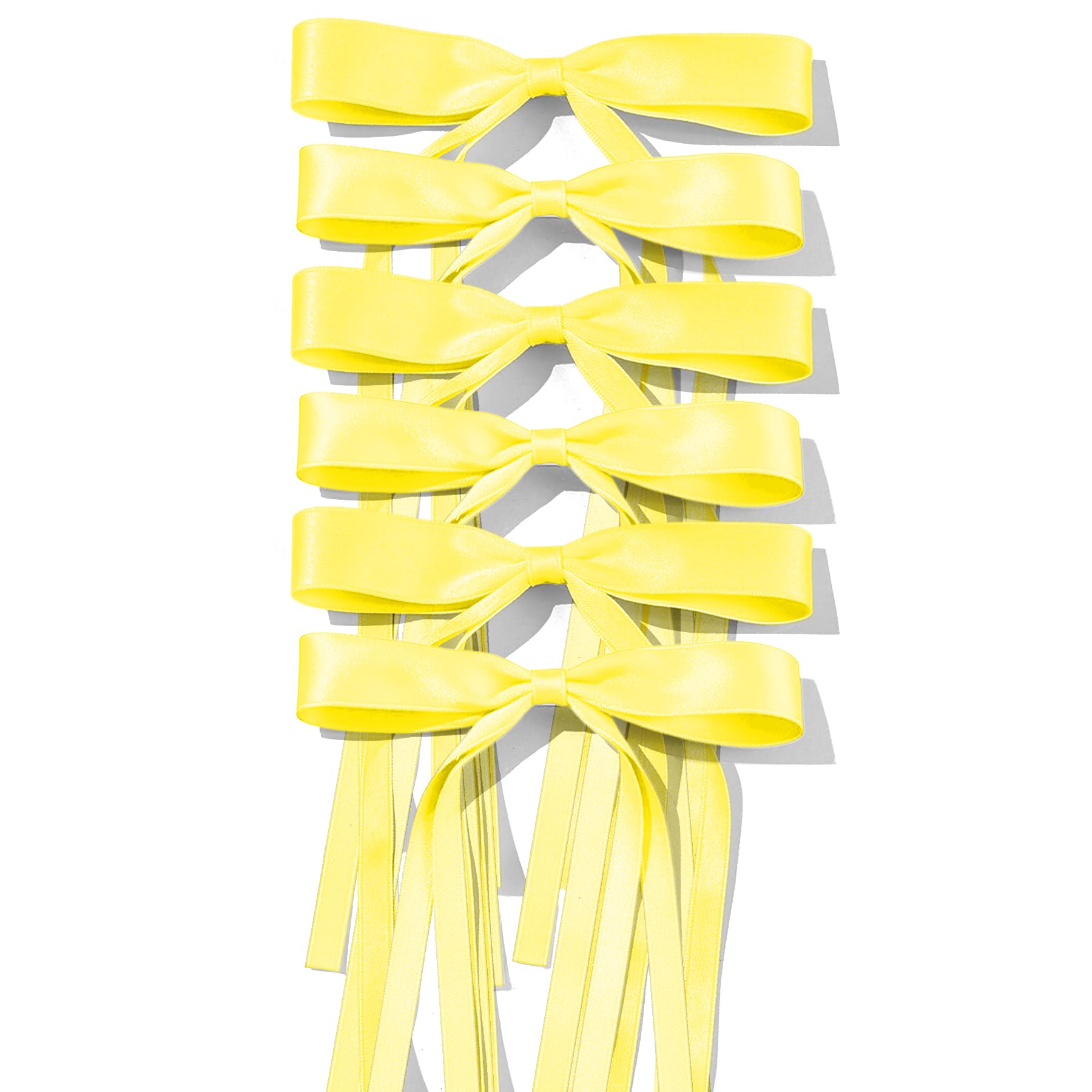 Photo 1 of 9.8in Bow Hair Clips for Women Yellow Tassel Ribbon Hair Bows with Long Tail,Solid Satin Polyester Alligator Barrettes Clips for Girls Stylish Hair Accessories