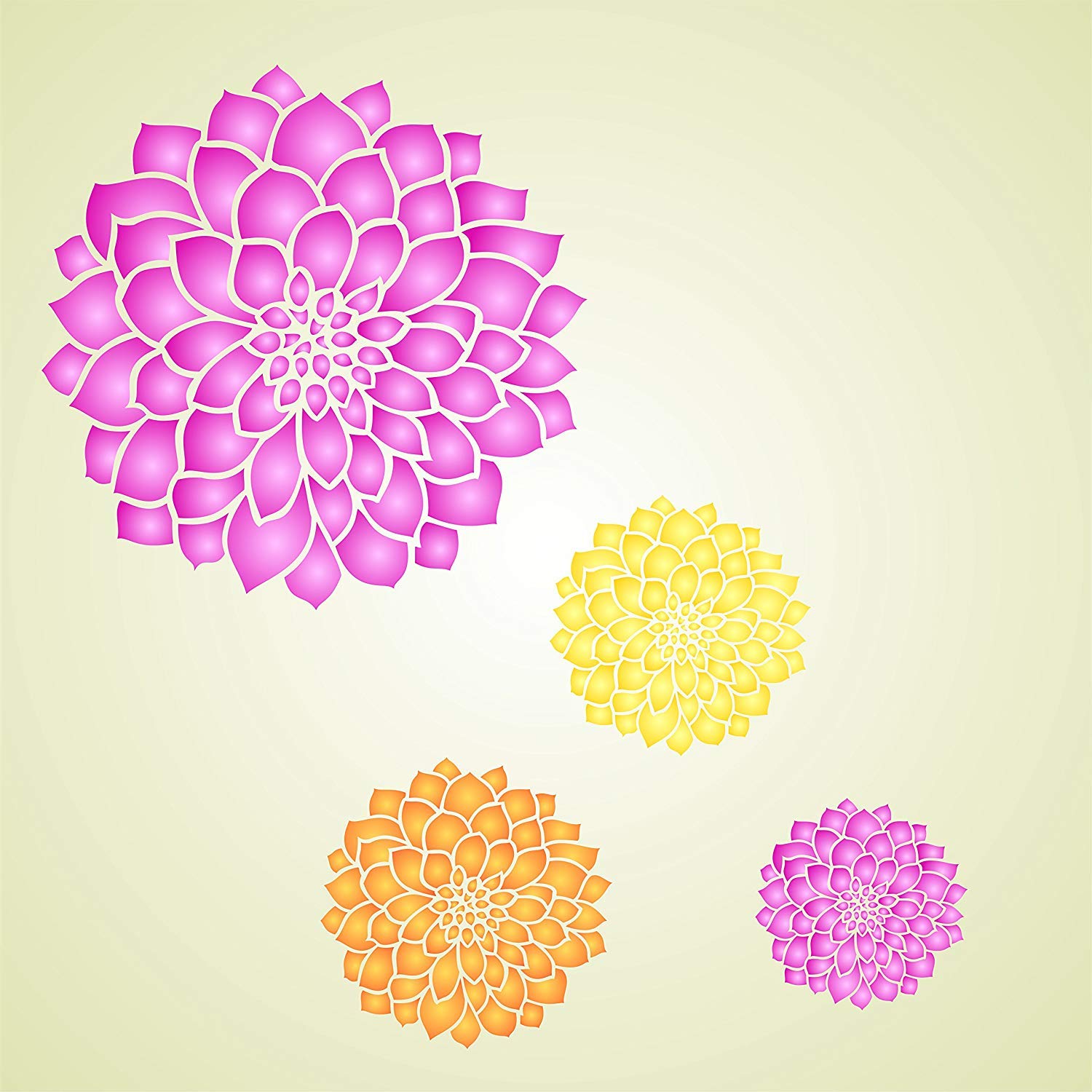 Dahlia or Zinnia Stencil (Size 6.5”w x 6.5”h) Reusable Wall Stencils