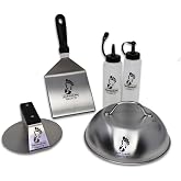 Sasquash Burger Smasher Set - Ultimate 5 PC Burger Master Griddle Kit | The Burger Master Kit Gets You Smashing Like a Pro with a Burger Press, Mammoth Spatula, Melting Dome plus 2 Squirt Bottles