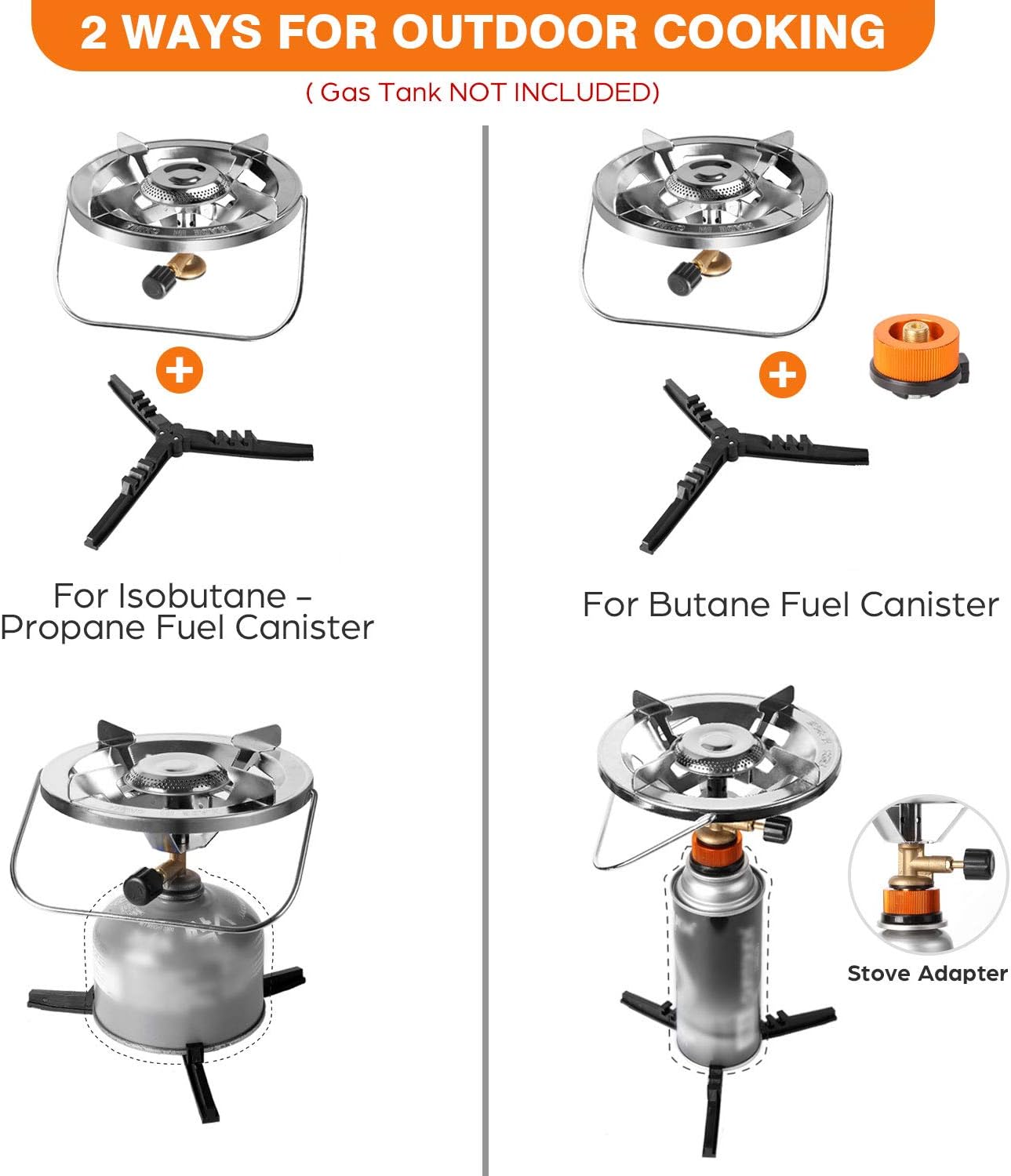 Portable Bottle Top Gas Stove with Adjustable Burner Perfect for