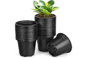 DUNPUTE 3 4 5 6 Inch Nursery Pots for Plants, 60 Pack Plastic Seeds Starter Pots with Drainage Holes, Small Plastic Plant Nursery Pots for Succulents Seedling Cutting Transplanting