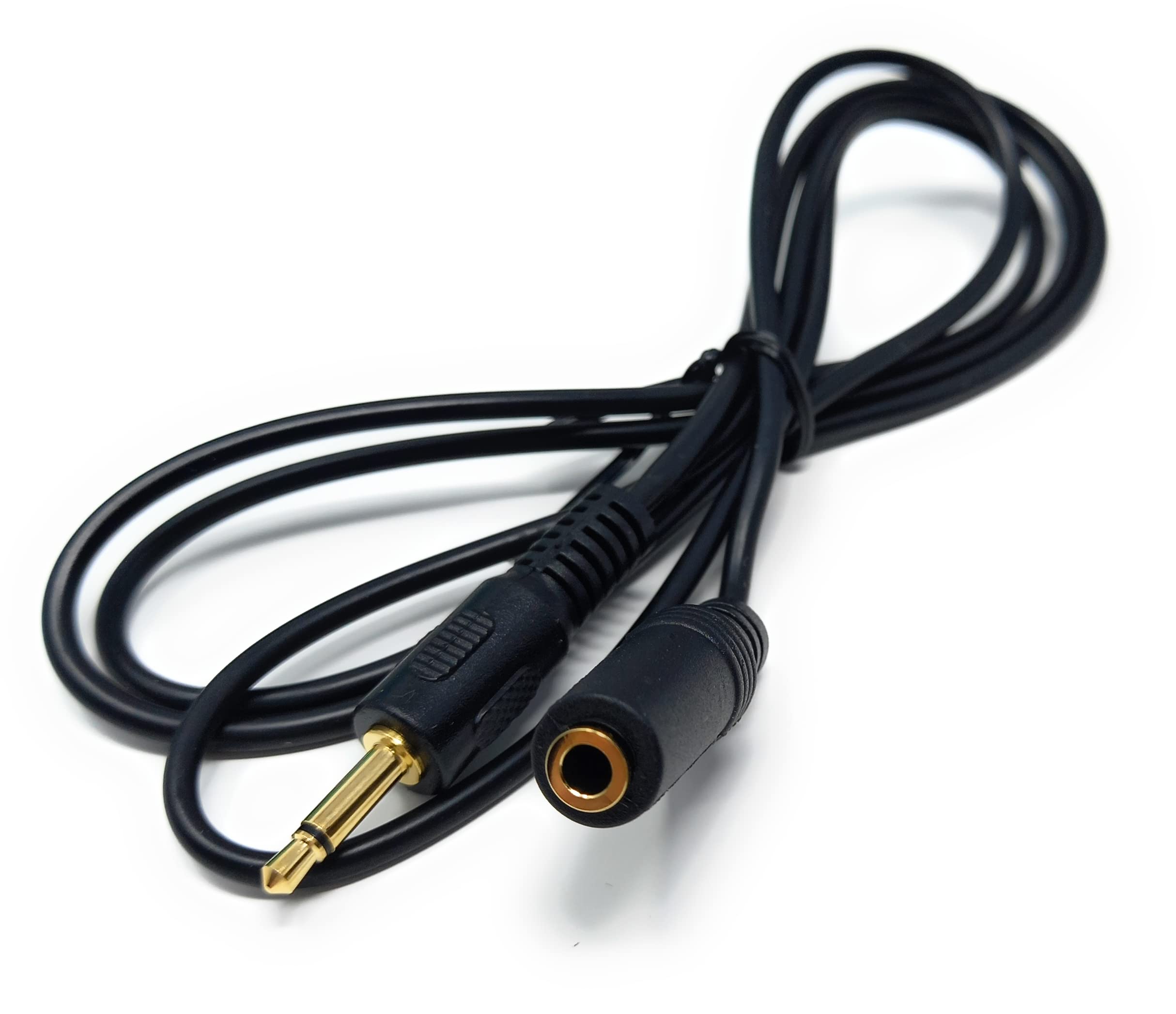 DRUT 1.2m 3.5mm Mono Jack to 3.5mm Socket Extension Cable Gold Connectors, Male Plug to Female Socket 3.9ft