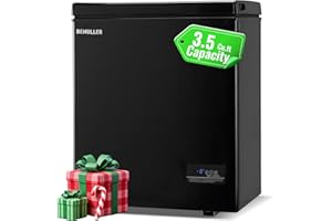 DEMULLER Small Chest Freezer with Electronic Panel, Accurate Temperature Display to 1 ℉, Black Deep Freezing Machine with 2 Removable Baskets, Compact Size for Any Space