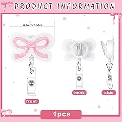 Wavwavw 1 Pcs Pink Bow Badge Reel Coquette