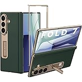 Kalernd for Samsung Galaxy Z Fold 7 Phone Case,Luxury Genuine Leather,Full Body Hinge Protection,Built-in Screen Protector,Kickstand Slim Phone Cover for Galaxy Z Fold7 (Green)
