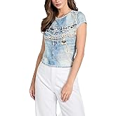 Guess Womens Short Sleeve Denim Sub R5 Tee