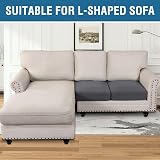 BellaHills Stretch Sofa Cushion Cover Grey Jacquard Fabric Elastic Bottom 2 view 4