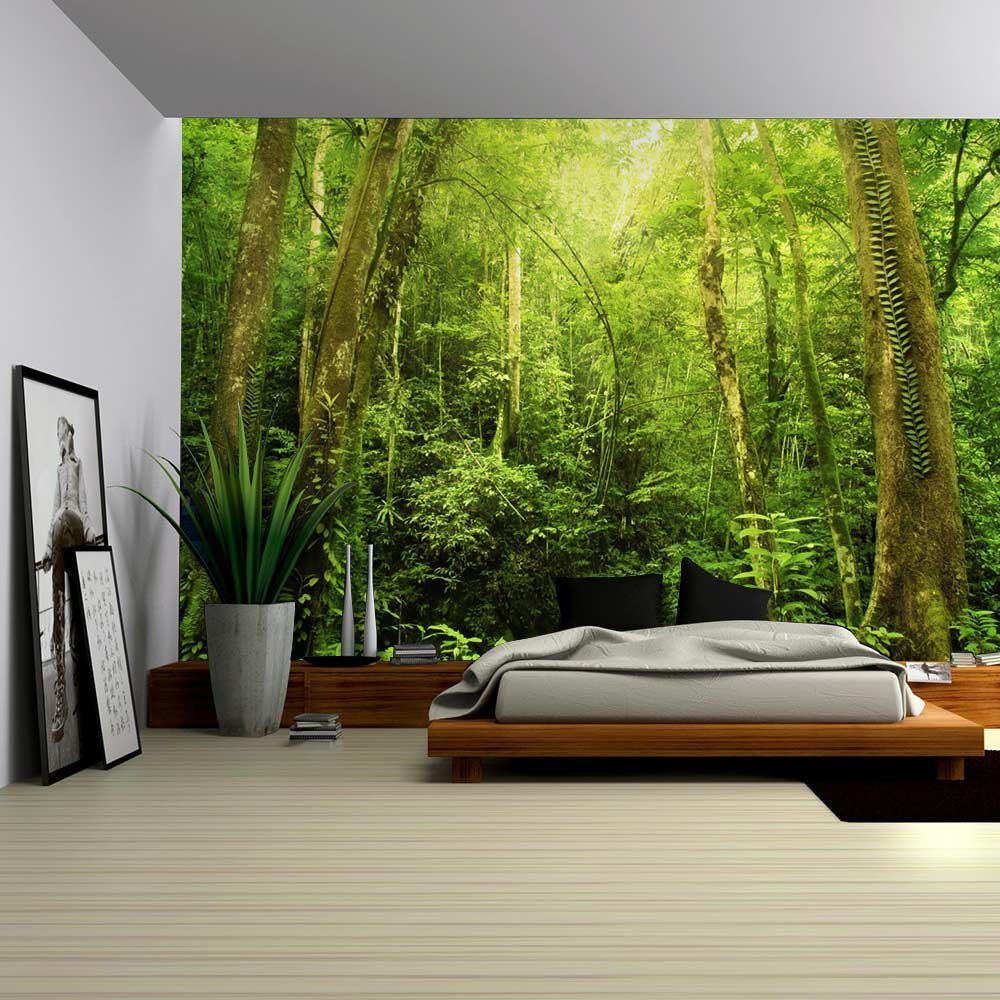Entrance to a Dark Leafy Forest Wall Mural Wall Murals