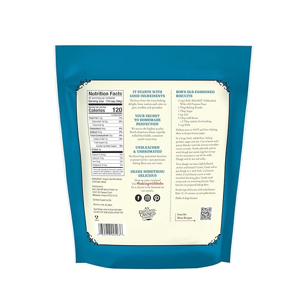 BOB’S RED MILL ORGANIC ALL PURPOSE UNBLEACHED FLOUR, 3 POUND (PACK OF 1) – NON-GMO, VEGAN, UNBROMATED, UNENRICHED