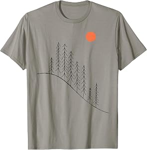 Sunrise Pines Minimalist Nature Outdoor Forest Hiking T-Shirt