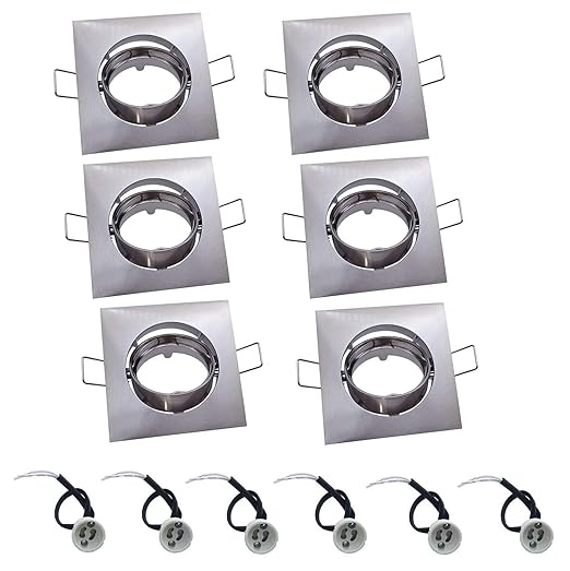 BlueXP 6 Pack Square GU10 LED Recessed Spotlights Trim Rings Fitting