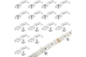 VIPMOON 100pcs Strip Light Mounting Brackets 10mm Wide Led Light Strip Clips Mounting Clips One-Side Fixing Clips for IP65 Waterproof 3528 2835 LED Strip Light, 100pcs 10mm Screws Included