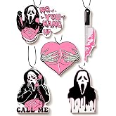 Joytezz Pink Cute Car Air Fresheners for Women, 5Pcs Girly Ghost Horror Car Accessories Interior Hanging Scents Anime Automotive Decor Teen Girls Gift