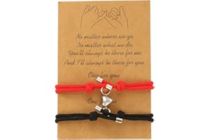GIEIWIW Pinky Promise Distance Matching Bracelets Friendship Couple Magnetic Bracelet Adjustable Cord Heart Bracelet For Graduation Valentine's Day Father's Day Daily Gifts