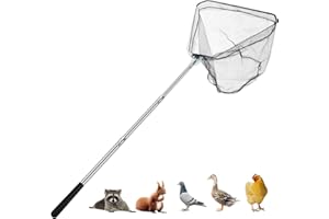 Smarkey Chicken Catching Net, Animal net with Extendable 46 Inch Stainless Steel Pole, Chicken Net for Chickens, Ducks, Birds Cats, Dogs，Fishnet, Chicken Catcher for Poultry Supplies