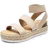 DREAM PAIRS Strappy Espadrille Platform Wedge Sandals for Women Dressy Summer, Comfortable Open Toe Sandals with Cushioned Insole and Ankle Strap Buckle