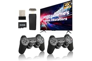 LURMGM Retro Game Console, Wireless Retro Game Console, 24500+ Games Built-in, 4K HDMI Output, 9 Emulators, Dual 2.4GHz Wireless Game, Plug and Play Video TV Games, Deep Black(64G)