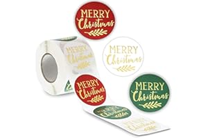 Pipilo Press 500 Pieces Merry Christmas Gold Foil Envelope Stickers, Festive Seals for Envelopes, Gift Tag, Xmas Card Labels Roll for Personalized Greeting Cards and Notes (2 Inch)