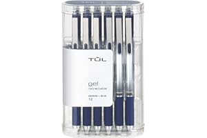 TUL Gel Pens, Retractable, Medium Point, 0.7 mm, Gray Barrel, Blue Ink, Pack Of 12