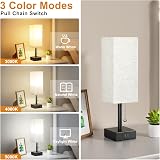 Aooshine Bedside Lamp with USB C+A Ports 3 Color Modes Beige Shade view 2