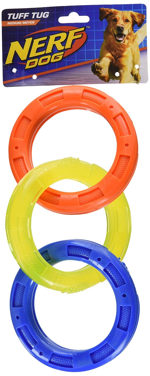 Nerf Dog MultiRing TPR Tuff Tug Dog Toys Dogs Pet Supplies