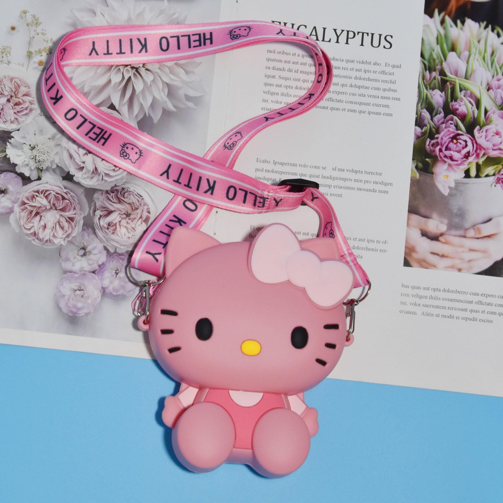 ENENSET Kitty Crossbody Bag with Adjustable Shoulder Strap, Handbag with Zipper Cute Mini Anime Kitty Coin Wallet Purse