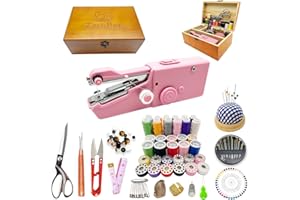 ZASIDLER Hand Sewing Machine, Handheld Sewing Machine Mini Portable Cordless, Perfect for Adults, Beginners, Kids DIY, Home and Travel Sewing, Wooden Sewing Box with 153 Sewing Supplies