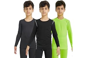 Sanke 1 or 3 Pack Youth Boys Compression Shirt Football Undershirt Long Sleeve Athletic Shirts Soccer Workout Baselayer