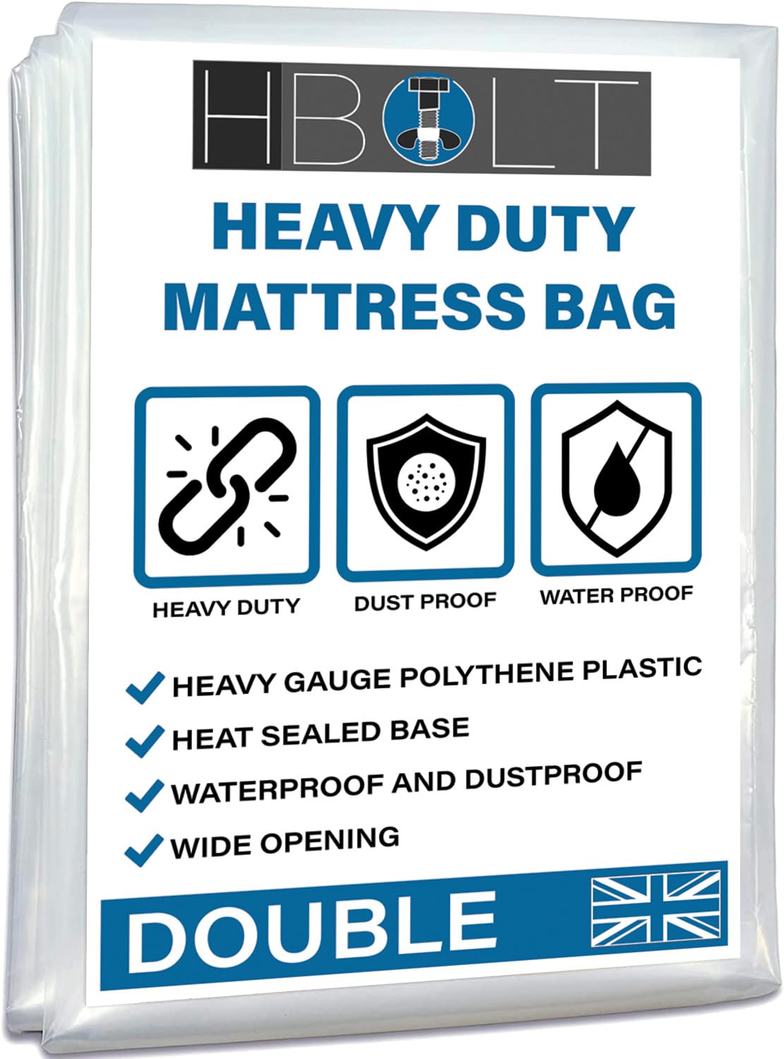 H-BOLT Heavy Duty Reusable and Protective Mattress Storage Bag - Ideal For Storing and Moving (Double, 350G Polyethylene) — image 1