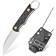 LOTHAR BEAVER Small Fixed Blade Knife, 2.48" 14C28N Neck Knife, Full Tang EDC Knife with G10 Handle and Kydex Sheath, Vertical Horizontal Carry Knife with Adjustable Belt Clip, Knife Necklace for Men Women