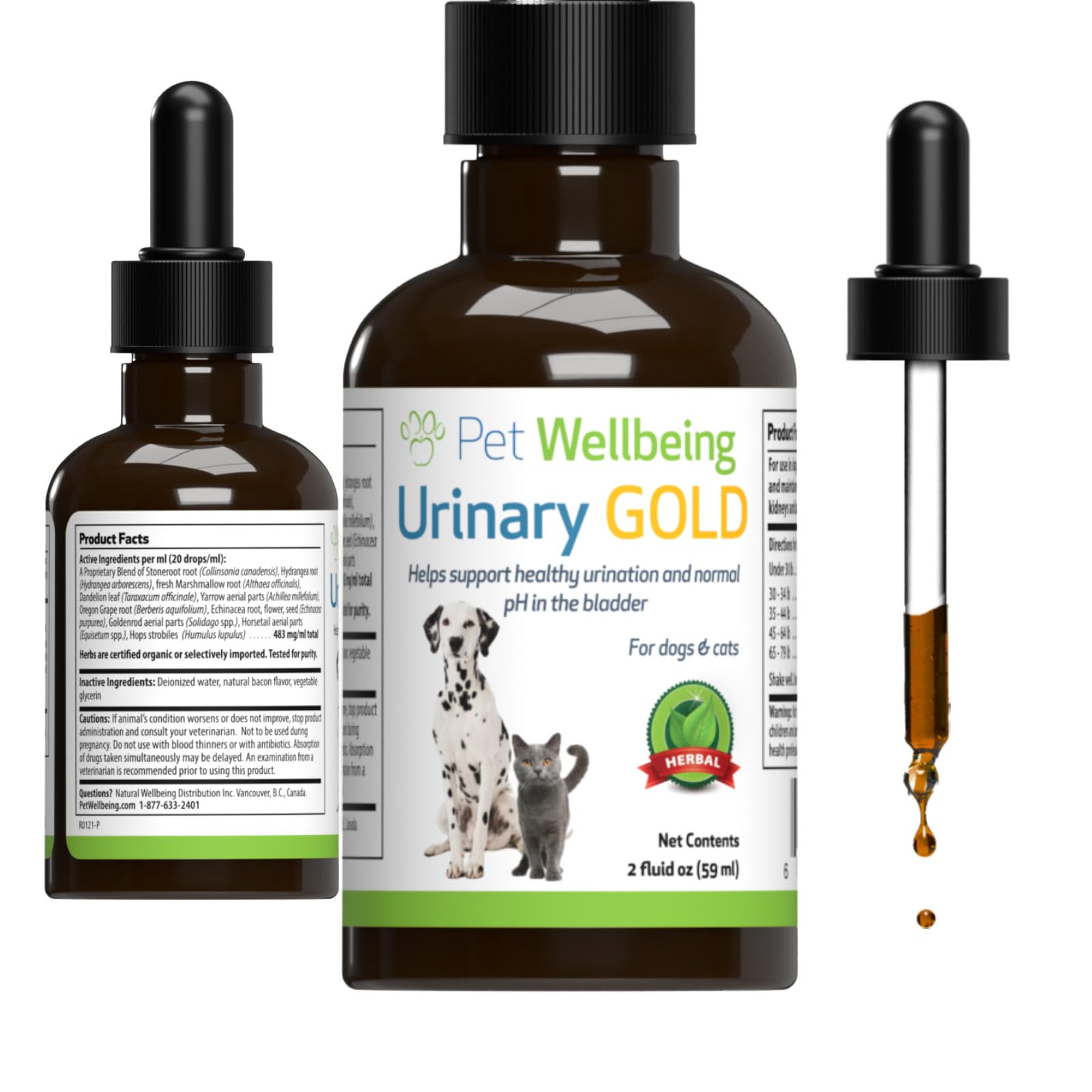 Pet Wellbeing Urinary Gold for Dogs - Supports Urinary Tract Health, Normal Frequency, Healthy Immune Response, Stoneroot, Hydrangea - Veterinarian-Formulated Herbal Supplement 2 oz (59 ml)