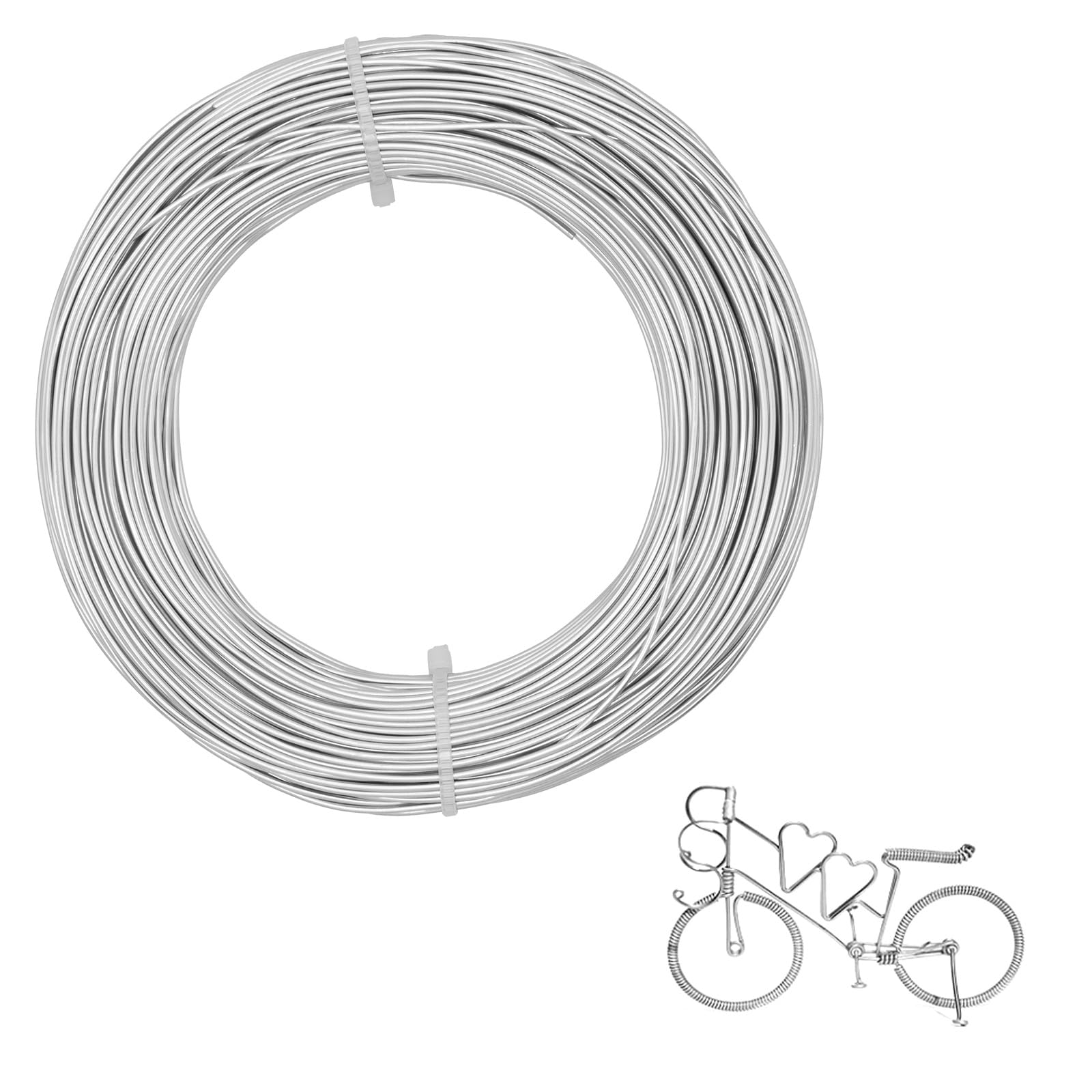 Bailinks 1mm Aluminium Craft Wire, 50 Meters, Silver, Jewellery Making, Modelling, DIY Crafts, Wire Wrapping
