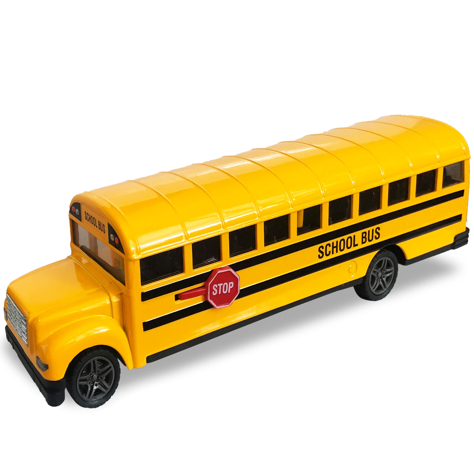 Photo 1 of ArtCreativity Yellow School Bus Toy for Kids - 8.5 Inch Pull Back Car with Cool Opening Doors and Rubber Tires - Durable Diecast School Bus - Best Birthday Gift for Boys and Girls