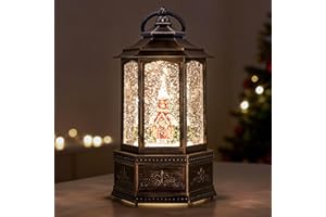 SUNFACE Christmas Snow Globes, 9.37" Church Glitter Water Lantern with Song, 6H Timer Battery & USB Powered Music Box for Christmas Decorations Indoor