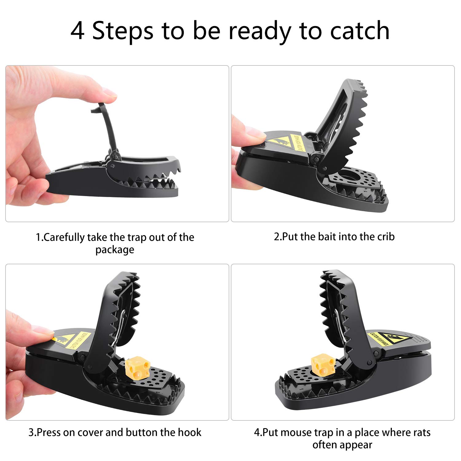 Charlemain Piège à Souris, Tapetteà Souris Réutilisable, Souricière avec Ressort Puissant,Tapette à Rat et Sensible Contrôle des Rats Efficace (Lot de 6)