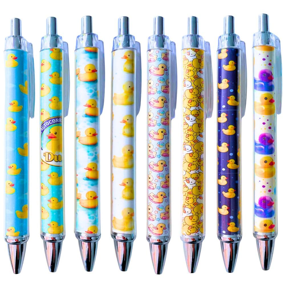 Photo 1 of 8PC Duck Pens Cute Cool Quirky Yellow Bird Novelty Ballpoint Black Ink Writing Pen Desk Accessories Kawaii Office Journaling Supplies Animal Themed Gifts Party Favors Bulk For Women Teachers Nurses