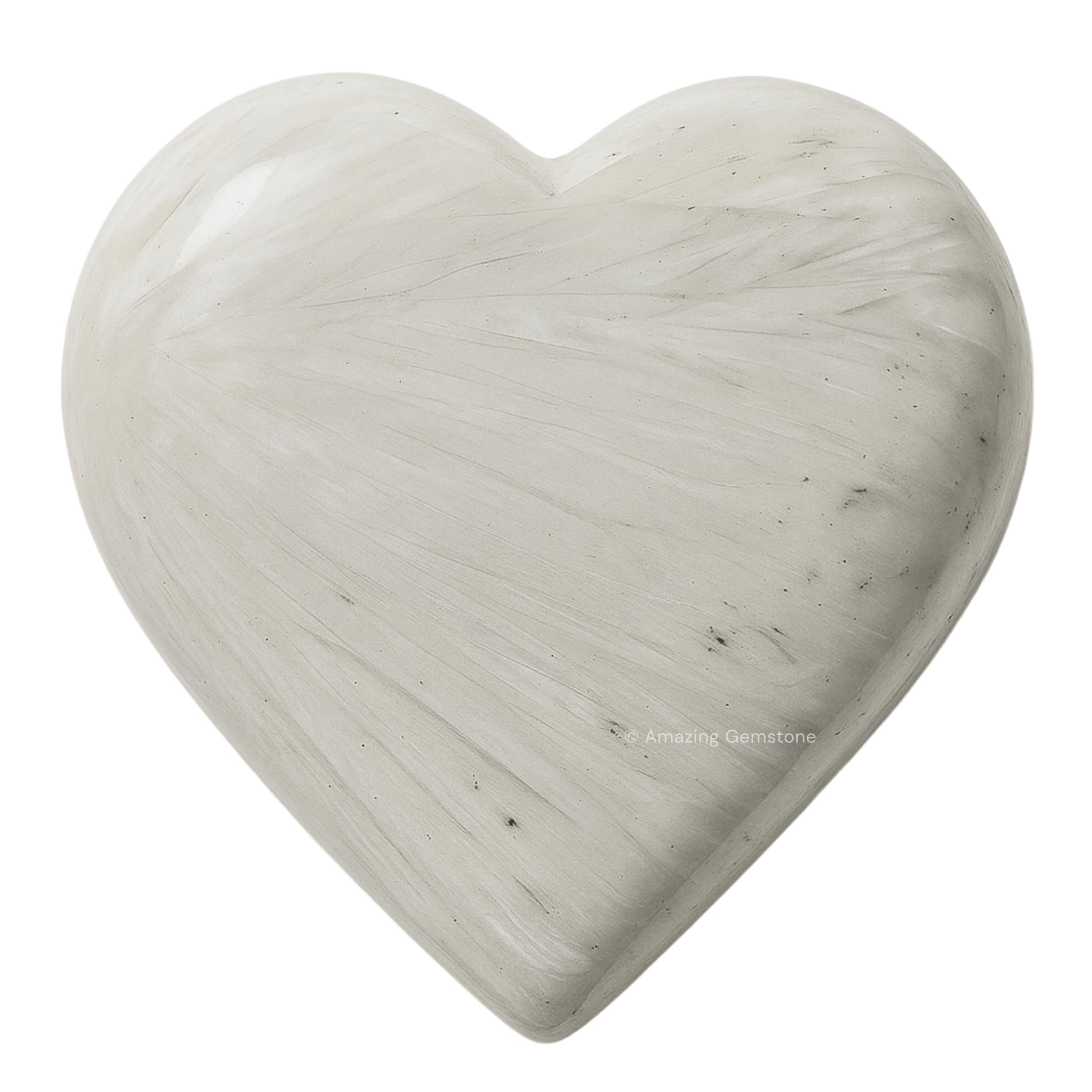 Scolecite Crystal Heart Palm Stone - Pocket Massage Worry Stone for Natural Body Chakra Balancing, Reiki Healing and Crystal Grid