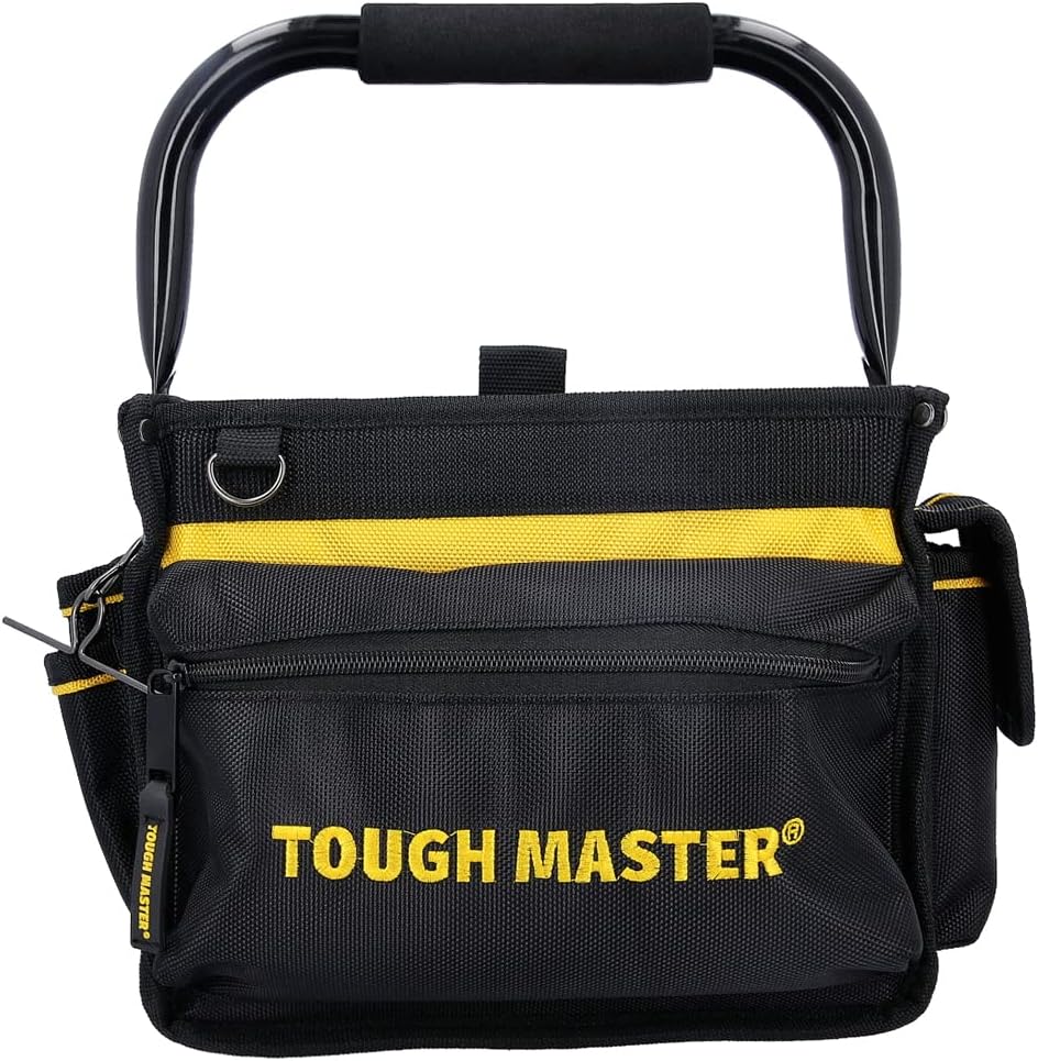 TOUGH MASTER Heavy Duty 10 Open Tote Tool Bag 33 Pockets Drill Holder Black