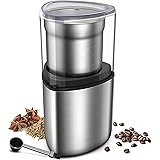 Electric Coffee Bean Grinder, Spice Grinder, 1 Removable Bowl with Stainless Steel Blade, Silver