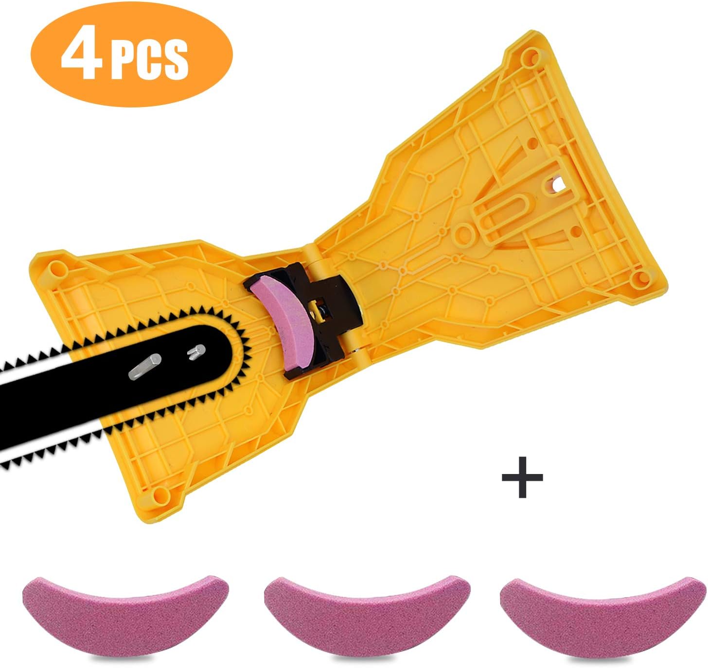 Chainsaw Sharpener, Universal Fast and Convenient Chain Saw Blade Sharpener Fast-Sharpening Stone Grinder Tools Bar-Mounted Chainsaw Sharpener Only Fit for 14”16”18”20”/2-Hole Chainsaws (4 Stones)