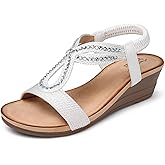 SHIBEVER Wedge Sandals for Women Dressy: Summer Low Wedges Comfortable Open Toe Sandals