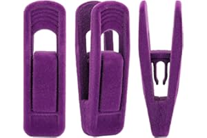 Trgowaul Purple Velvet Hangers With Strong Finger Clips for Pants - Perfect for Thin Hangers (20 Pack)