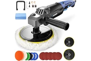 RAYBAO Buffer Polisher, 1200W Car Buffer Polisher with 7/6inch Backing Plate, Rotary Buffer 6 Speed Variable1600-3500RPM, Polisher for Car Detailing,Polishing