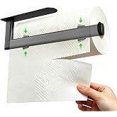 Paper Towel Holder Under Cabinet Self Adhesive &amp; Drilling, Prevent Slipping | Matte Black Paper Towel Holder with Anti-Slip Limit Design, Stainless Steel Papertowel Holder for Kitchen RV