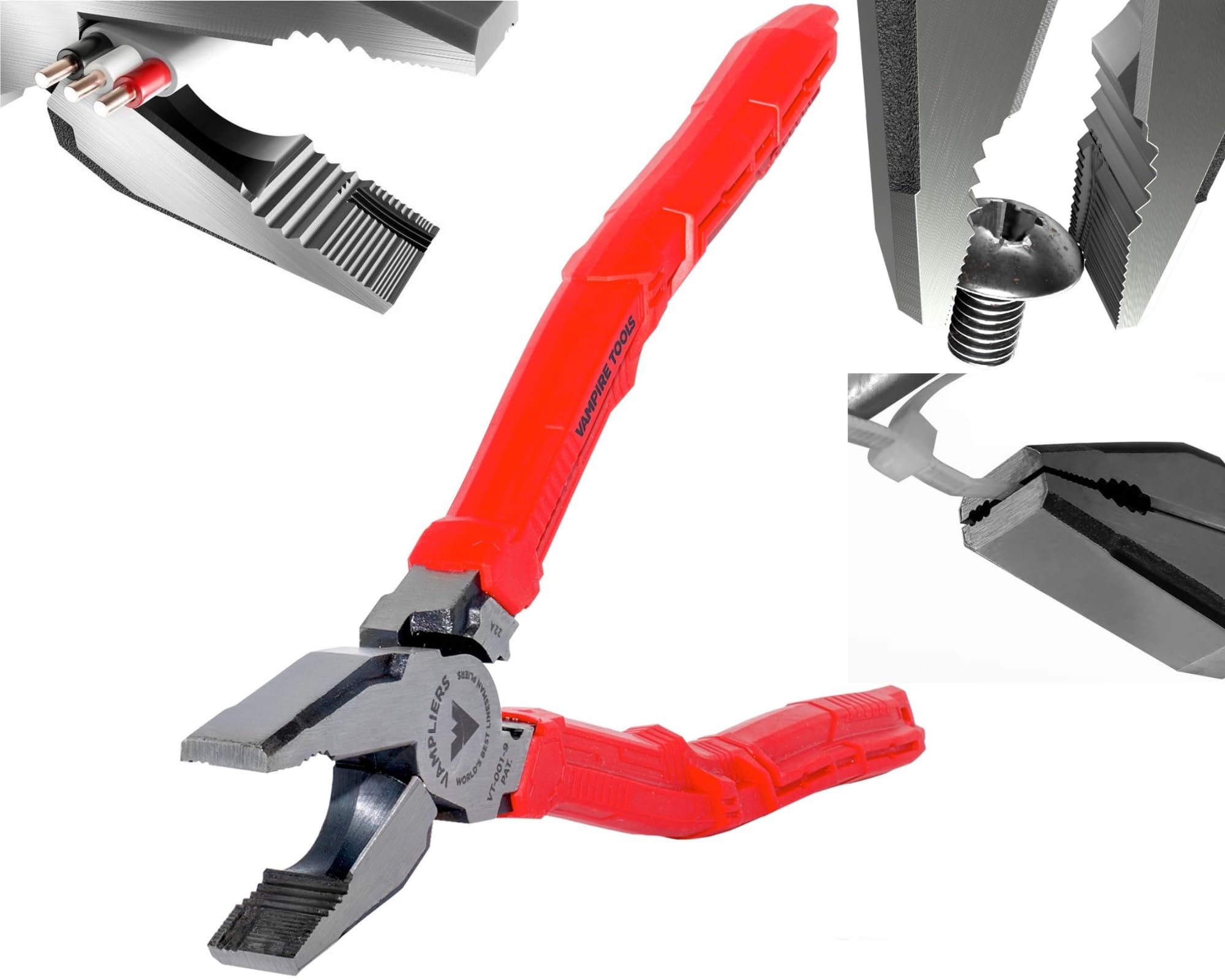 VAMPLIERS VT-001-9: 9" Cable-Cutter Linesman Pliers with Crimper and Screw Removal Jaws, an Electrician's Must-Have. Made in Japan.